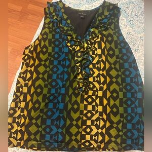 Worthington Multicolor Geometric Sleeveless Blouse